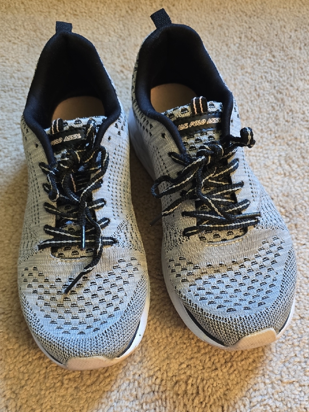 U.S. Polo Assn. Women’s Knit Athletic Sneakers in Light Gray and Black